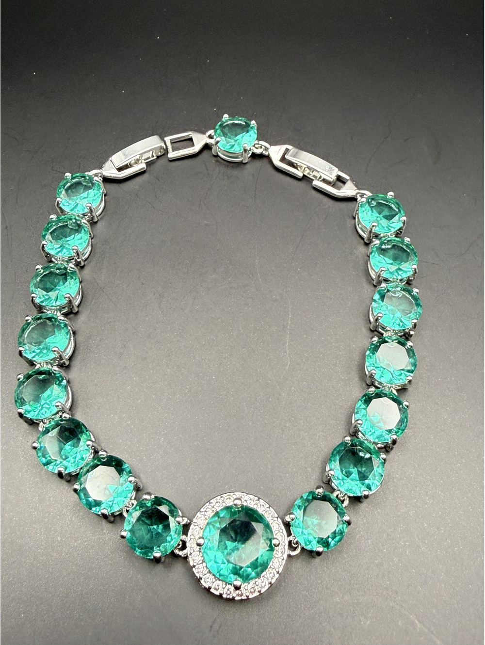 candy+clover elite chunky teal aqua 14k white gold plated bracelet